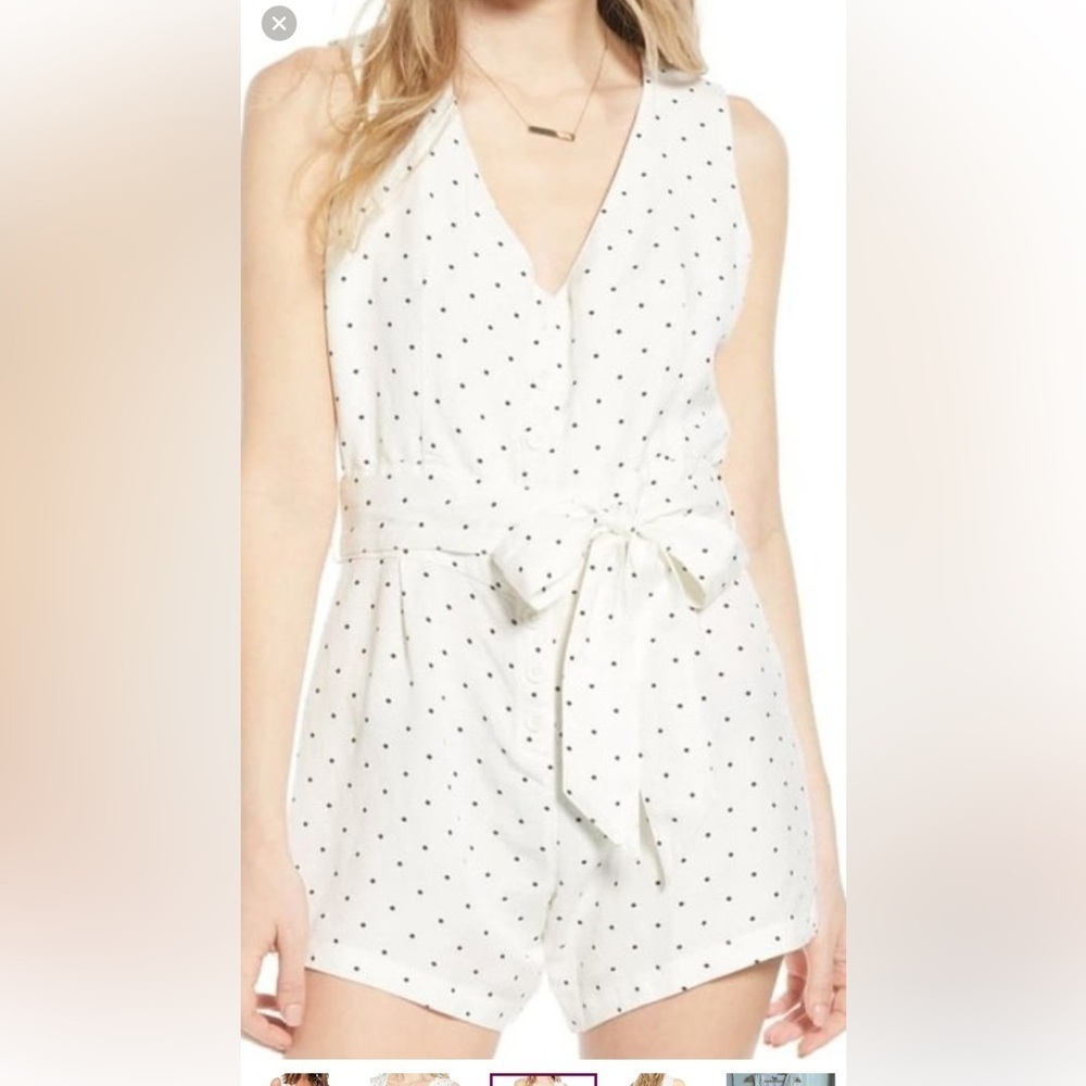 NWOT Rails Scarlet Linen Rayon Blend Micro Dot Romper XS